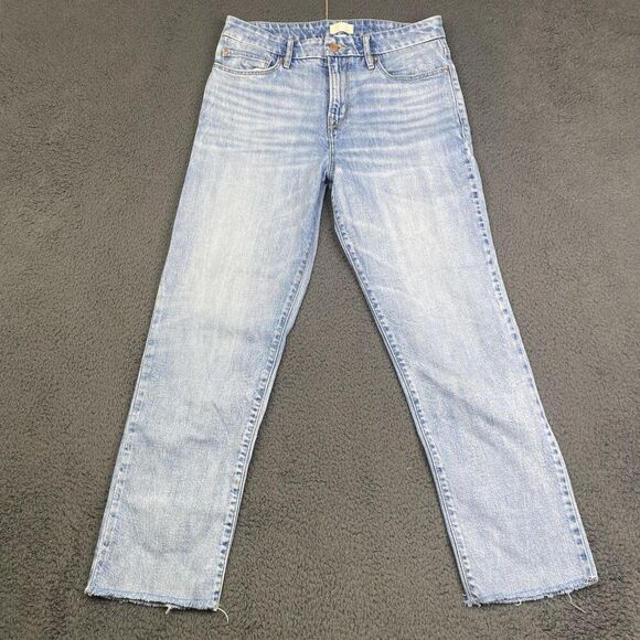 Porter Blue Jeans Womens 28 Blue High Rise Straight Leg Distressed Raw Hem Denim - Picture 1 of 12